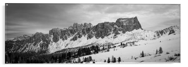 Lastoni di Formin Dolomia Passo Giau Italian Dolomites Black and white Acrylic by Sonny Ryse