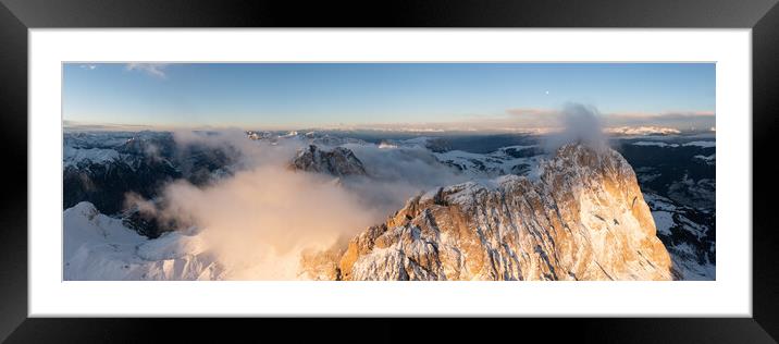 Sassolungo Mountains in the clouds Sella pass Italian Dolomites Framed Mounted Print by Sonny Ryse