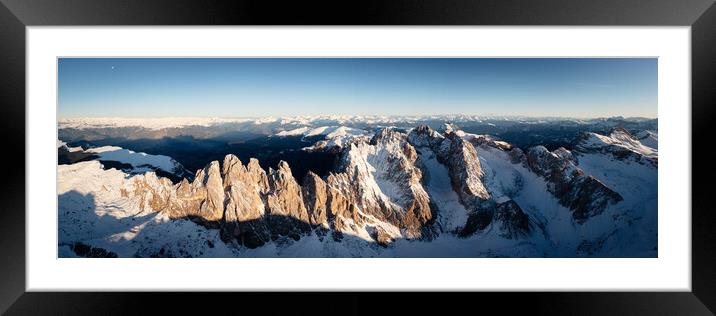 Seceda Ridgeline aerial in Winter Dolomites Italy Framed Mounted Print by Sonny Ryse