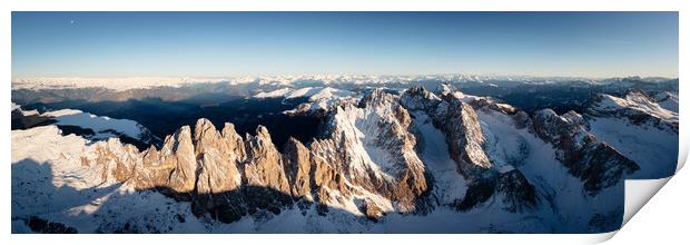 Seceda Ridgeline aerial in Winter Dolomites Italy Print by Sonny Ryse