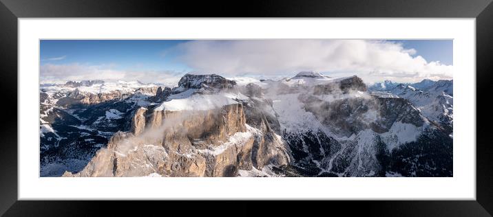 Torri del Sella Aerial Piz Boe Sella Pass Dolomiti Italy Framed Mounted Print by Sonny Ryse