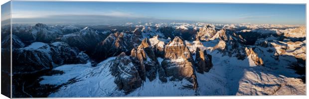 Tre cime di lavaredo Italian Dolomites Aerial Canvas Print by Sonny Ryse