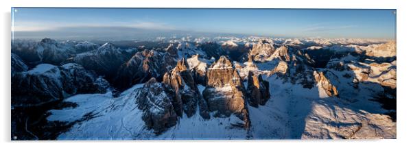 Tre cime di lavaredo Italian Dolomites Aerial Acrylic by Sonny Ryse