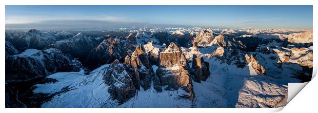 Tre cime di lavaredo Italian Dolomites Aerial Print by Sonny Ryse