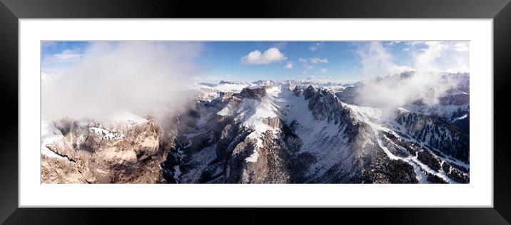 Val-Gardena-Italian Dolomites Aerial Framed Mounted Print by Sonny Ryse