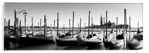 Venezia Venice Gondolas Italy Black and white Acrylic by Sonny Ryse