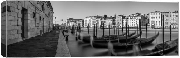 Venezia Venice Grand Canal Gondolas Italy Black and white Canvas Print by Sonny Ryse