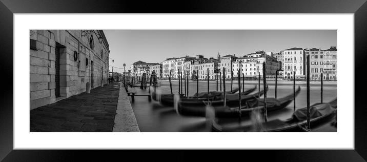 Venezia Venice Grand Canal Gondolas Italy Black and white Framed Mounted Print by Sonny Ryse