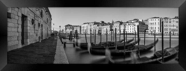 Venezia Venice Grand Canal Gondolas Italy Black and white Framed Print by Sonny Ryse