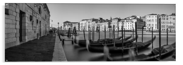 Venezia Venice Grand Canal Gondolas Italy Black and white Acrylic by Sonny Ryse