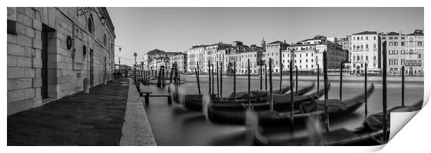 Venezia Venice Grand Canal Gondolas Italy Black and white Print by Sonny Ryse