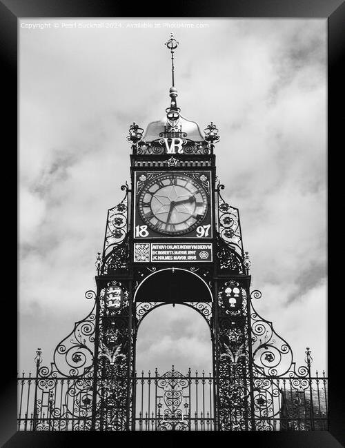 Eastgate Clock Chester Cheshire Black and White Framed Print by Pearl Bucknall