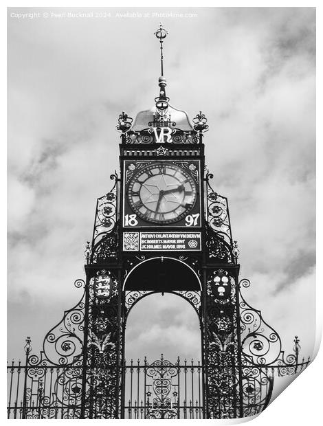 Eastgate Clock Chester Cheshire Black and White Print by Pearl Bucknall