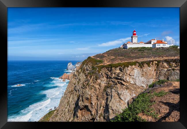 Cabo da Roca Lighthouse In Portugal Framed Print by Artur Bogacki