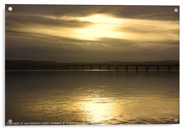 Sunset over the Tay Rail Bridge Acrylic by Lee Osborne