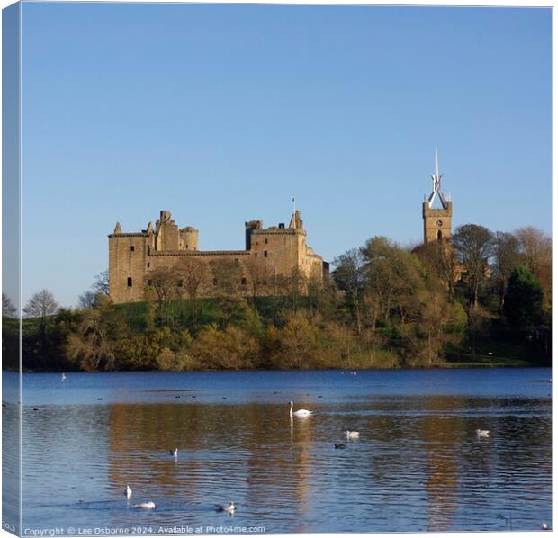 Linlithgow Loch, Palace and Church Canvas Print by Lee Osborne
