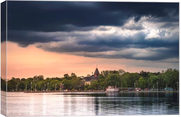 Palic lake and Great Park under the cloudy sky Canvas Print by Dejan Travica