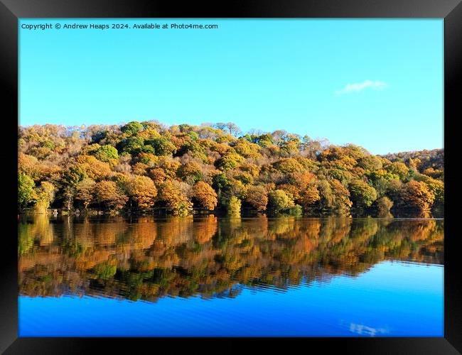 Autumnal colours by Tittersworth reservoir Framed Print by Andrew Heaps