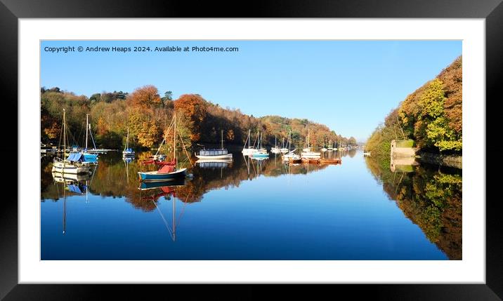 Rudyard lake reservoir reflections on autumnal/winters day. Framed Mounted Print by Andrew Heaps