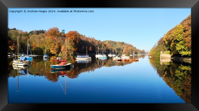 Rudyard lake reservoir reflections on autumnal/winters day. Framed Print by Andrew Heaps