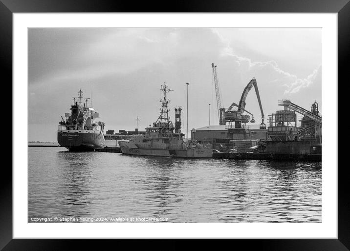 Timeless Shipyard Textures: Poole Quay's Grainy Elegance Framed Mounted Print by Stephen Young