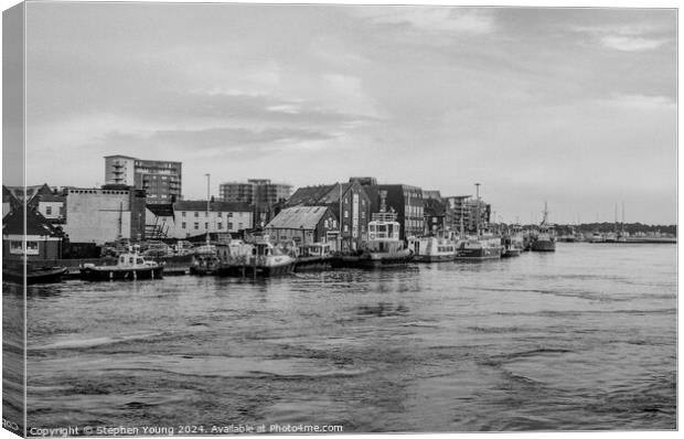 A Glimpse Through Time: Poole Harbour's Industrial to Residential Shift Canvas Print by Stephen Young