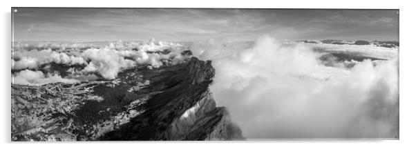 Vercors Massif mountain range French Prealps Black and white Acrylic by Sonny Ryse