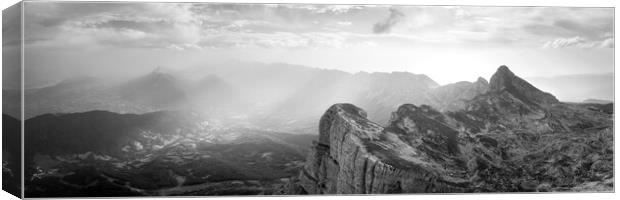 Vercors Massif mountain range French Prealps Black and white Canvas Print by Sonny Ryse