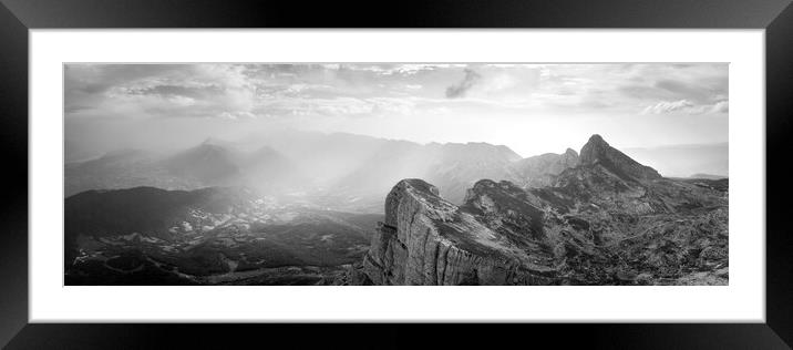 Vercors Massif mountain range French Prealps Black and white Framed Mounted Print by Sonny Ryse