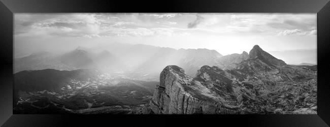 Vercors Massif mountain range French Prealps Black and white Framed Print by Sonny Ryse