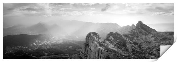 Vercors Massif mountain range French Prealps Black and white Print by Sonny Ryse
