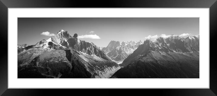 Chamonix Month Blanc Alps France Black and white Framed Mounted Print by Sonny Ryse