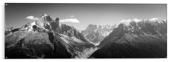 Chamonix Month Blanc Alps France Black and white Acrylic by Sonny Ryse