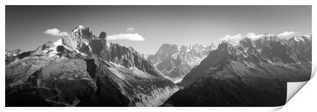 Chamonix Month Blanc Alps France Black and white Print by Sonny Ryse