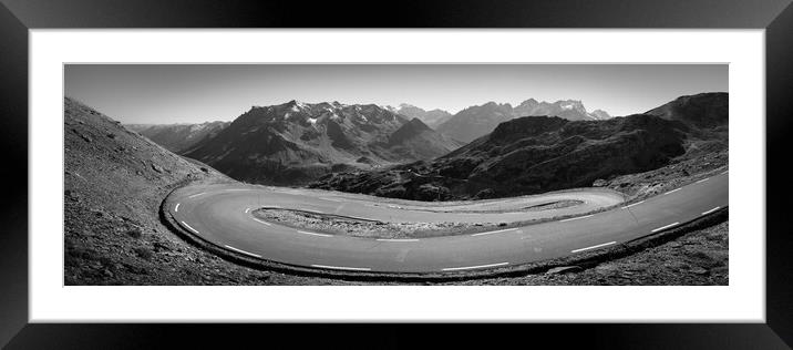 Col Du Galibier mountain pass Tour de France cycle road Alps Fra Framed Mounted Print by Sonny Ryse
