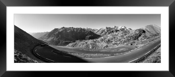 Col Du Galibier mountain pass Tour de France cycle road Alps Fra Framed Mounted Print by Sonny Ryse