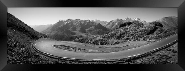 Col Du Galibier mountain pass Tour de France cycle road Alps Fra Framed Print by Sonny Ryse