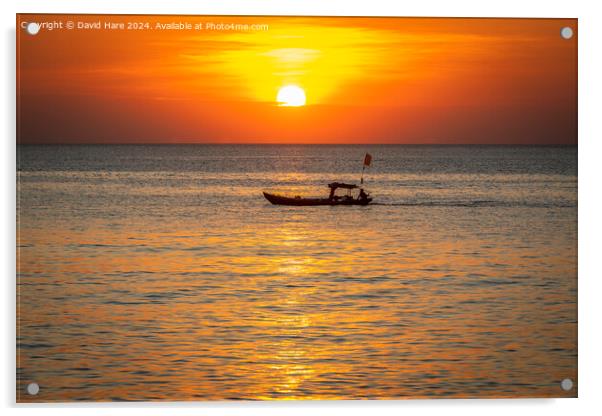 Sunset Boat Acrylic by David Hare