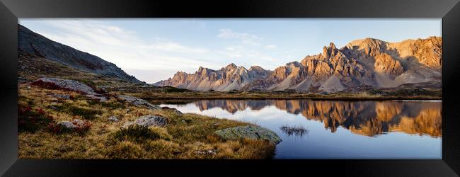 Massif des Cerces Lac Sunrise reflections Lac LongFrench Alps Framed Print by Sonny Ryse