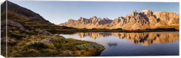 Massif des Cerces Lac Sunrise glow reflections French Alps Canvas Print by Sonny Ryse