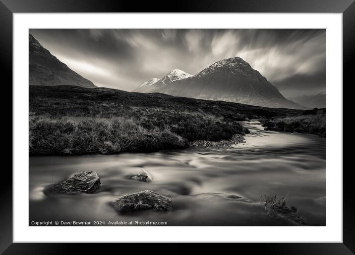River to The Buachaille Framed Mounted Print by Dave Bowman
