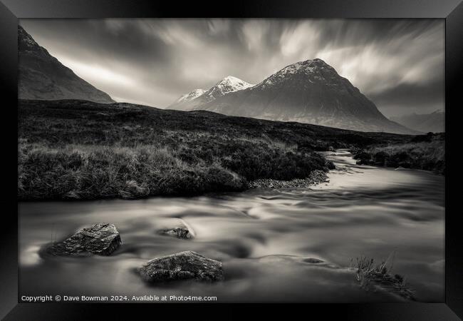 River to The Buachaille Framed Print by Dave Bowman