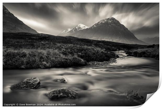 River to The Buachaille Print by Dave Bowman