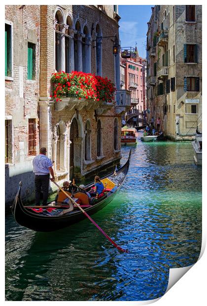 Tourist Gondola in Venice Italy Print by John Gilham