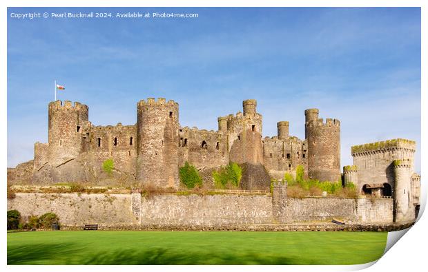 Conwy Castle in North Wales Print by Pearl Bucknall