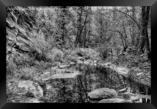Oak Creek Canyon (mono) Framed Print by Derek Daniel