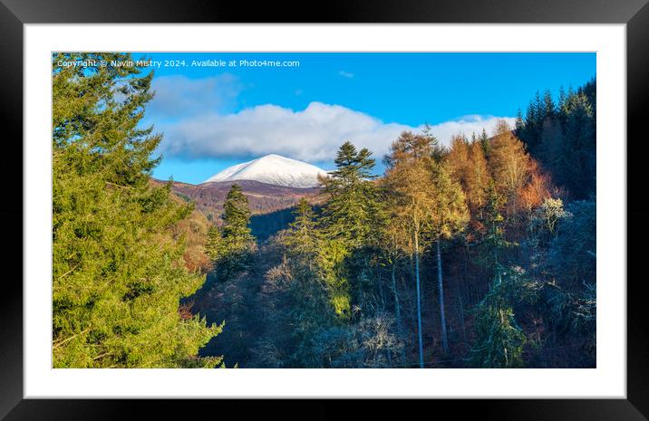 Snow covered Càrn Liath Framed Mounted Print by Navin Mistry