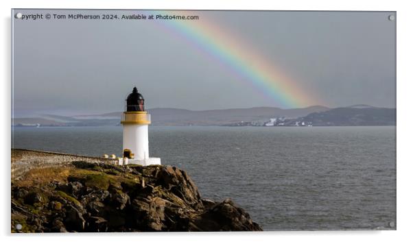 Rainbow over Port Charlotte Lighthouse Acrylic by Tom McPherson