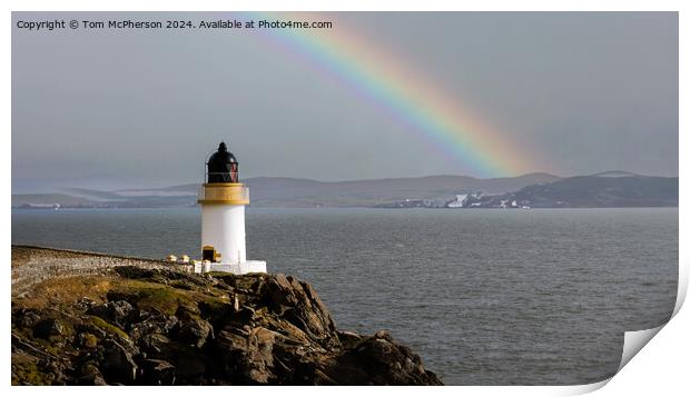 Rainbow over Port Charlotte Lighthouse Print by Tom McPherson