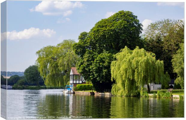 June 2023, Luxury Properties on the banks of the River Thames in Canvas Print by Michael Harper